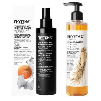 Set Tratament repigmentare pentru par alb sau grizonat, Ultra, Positiv'Hair si Sampon Bio pentru volum, Shampooing volume, Phytema 150ml + 250ml