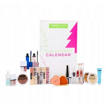 MAKEUP REVOLUTION RELOVE 25 DAY ADVENT CALENDAR GIFT SET: BABY GLOSS BABE + BABY GLOSS CREAM + BABY GLOSS DREAM + BABY GLOSS GLAM + BABY LIPSTICK ACHIEVE + BABY LIPSTICK BELIEVE + DIP EYELINER BLACK + DIP EYELINER WHITE + SUPER HIGHLIGHT CHAMPAGNE + ieftina