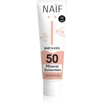 Naif Baby & Kids Mineral Sunscreen SPF 50 crema pentru protectie solara pentru bebeluși și copii mici