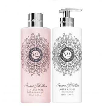 Aroma Selection Lotus & Rose, Unisex, Set: Gel de dus, 500 ml + Lotiune de corp, 500 ml