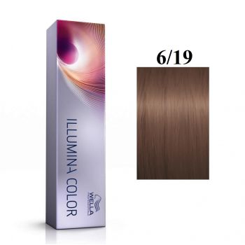Vopsea permanenta Wella Professionals Illumina Color 6/19, Blond Inchis Perlat Cenusiu, 60ml de firma originala