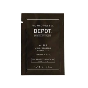 Depot, 500 Beard & Mustache Specifics No. 505, Beard Oil, Leather & Wood, Vitamin E, For Shine & Softness, 5 ml