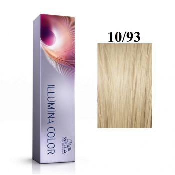 Vopsea permanenta Wella Professionals Illumina Color 10/93, Blond Luminos Deschis Perlat Auriu, 60ml ieftina