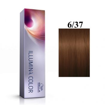 Vopsea permanenta Wella Professionals Illumina Color 6/37, Blond Inchis Auriu Castaniu, 60ml ieftina