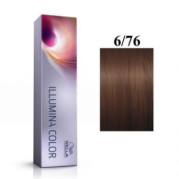 Vopsea permanenta Wella Professionals Illumina Color 6/76, Blond Inchis Maro Violet, 60ml ieftina