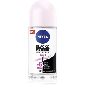 Nivea Invisible Black & White Clear deodorant roll-on antiperspirant pentru femei
