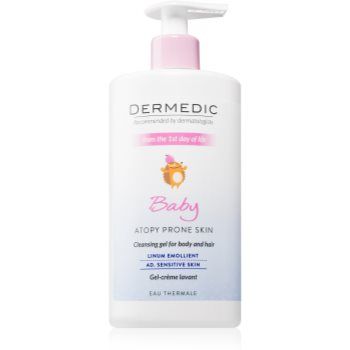 Dermedic Baby Linum Emolient gel cremos pentru dus pentru nou-nascuti si copii