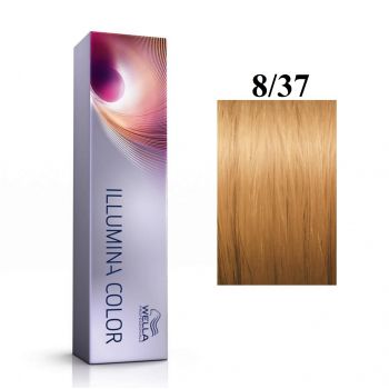Vopsea permanenta Wella Professionals Illumina Color 8/37, Blond Deschis Auriu Castaniu, 60ml ieftina