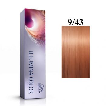 Vopsea permanenta Wella Professionals Illumina Color 9/43, Blond Luminos Aramiu Auriu, 60ml ieftina