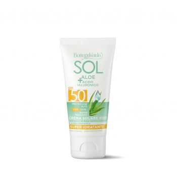 Crema hidratanta de fata, cu protectie solara, cu aloe vera si acid hialuronic, SPF 50