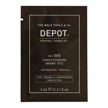 Depot, 500 Beard & Mustache Specifics No. 505, Beard Oil, Misterious Vanilla, Vitamin E, For Shine & Softness, 5 ml de firma original