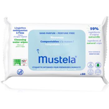 Mustela Compostable at Home Cleansing Wipes Perfume Free servetele pentru curatare fara parfum