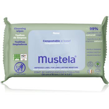 Mustela Compostable at Home Cleansing Wipes servetele pentru curatare pentru nou-nascuti si copii