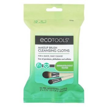 Servetele Umede pentru Curatarea Pensulelor - Eco Tools Makeup Brush Cleansing Cloths, 25 buc
