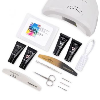 Kit pentru Unghii cu AcrylGel - Ustensile și lampă UV LED inclusă