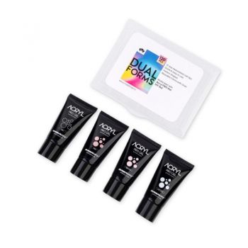 Kit Promotional pentru Unghii cu 4 Culori de AcrylGel + Tipsuri Reutilizabile