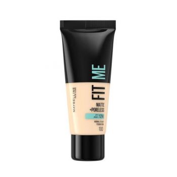 Fond de Ten - Maybelline Fit Me! Matte + Poreless Normal to Oily Skin, nuanta 100 Warm Ivory, 30 ml