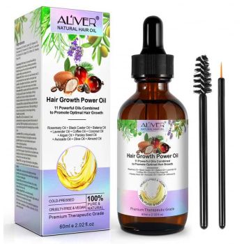Ulei premium 100% Natural, Formula Puternica pentru Cresterea Parului si Tratarea Scalpului cu 11 Uleiuri, Aliver 60 ml