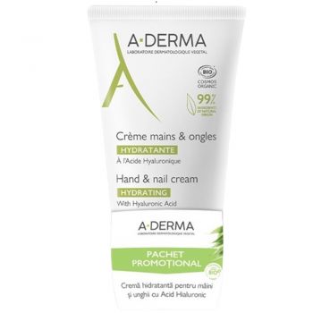 Pachet Crema hidratanta pentru maini si unghii A-Derma, 2x50 ml Pachet Crema hidratanta pentru maini si unghii A-Derma, 2x50 ml