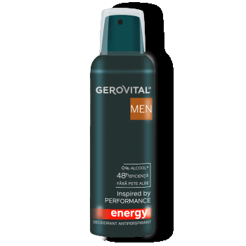 Deodorant Antiperspirant Energy  Protecție 48h, Fără Alcool, Culemn De Cedru, Vetiver și Nucșoară, Gerovital Men, 150 Ml