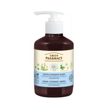 Gel Intim pentru Pielea Sensibila, cu Musetel si Alantoina - Green Pharmacy Gentle Intimate Wash, 370 ml