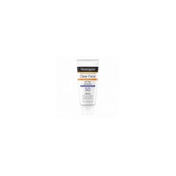 Lotiune de Fata, Neutrogena, Clear Face,  pentru Piele Predispusa la Acnee, Fara Ulei, Rezistenta la Apa, SPF 50, 88ml