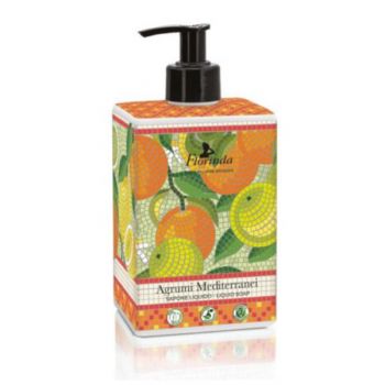 Sapun Lichid Vegetal cu Parfum de Citrice Mediteraneene si Bergamota - La Dispensa Florinda Sapone Liquido Agrumi Mediterranei, 500 ml