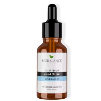 Super Serum AHA-Peeling cu Acid Glicolic 8%, Regenerant si Iluminator - Bio Balance, 30 ml