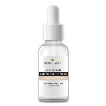 Super Serum Contur Ochi cu Cafeina 5% + EGCG + Acid Hialuronic, Impotriva Cearcanelor si Ridurilor - Bio Balance, 30 ml