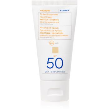 Korres Yoghurt Tinted Sunscreen cremă hidratantă nuanțatoare SPF 50
