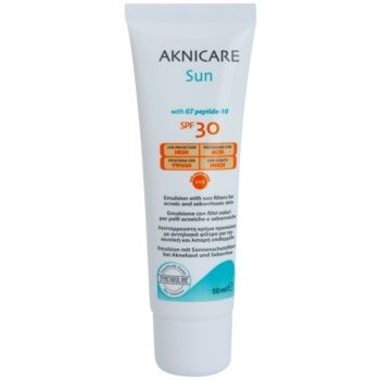 Synchroline Aknicare Sun lotiune de bronzat pentru acnee si piele seboreica SPF 30