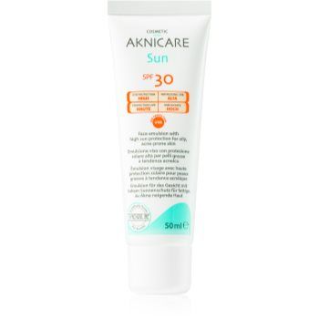 Synchroline Aknicare Sun lotiune de bronzat pentru acnee si piele seboreica SPF 30