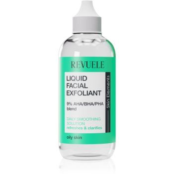 Revuele Liquid Facial Exfoliant 9% AHA/BHA/PHA blend serum cu efect exfoliant pentru ten gras