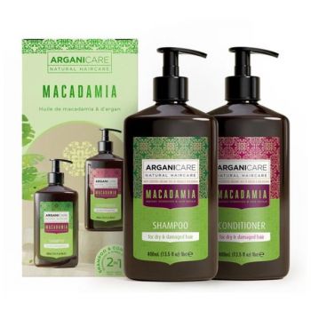 Set Sampon si Balsam cu Ulei de Macadamia si Ulei de Argan pentru Par Uscat sau Deteriorat - Arganicare Shampoo & Conditioner 2-in1 Macadamia Oil + Argan Oil, 1 pachet
