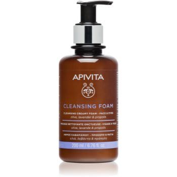 Apivita Cleansing Foam Face & Eyes spuma demachianta cu o textura cremoasa pentru față și ochi