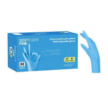 Manusi nepudrate albastru Bournas Medicals Soft Care Fine Nitrile Gloves M 100 buc