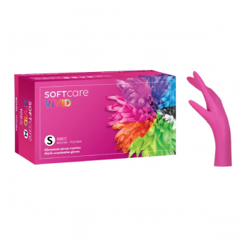 Manusi nepudrate fuchsia Bournas Medicals Soft Care Vivid Nitrile Gloves S 100 buc