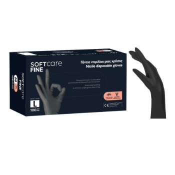 Manusi nepudrate negru Bournas Medicals Soft Care Fine Nitrile Gloves L 100 buc