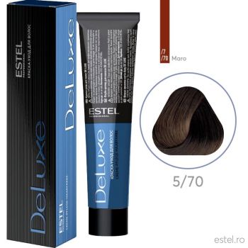 Vopsea permanenta pentru par Estel De Luxe, 5/70 Saten deschis maro pentru par alb, 60 ml