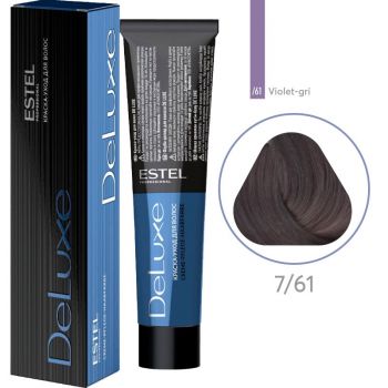 Vopsea permanenta pentru par Estel De Luxe, 7/61 Castaniu violet-gri, 60 ml