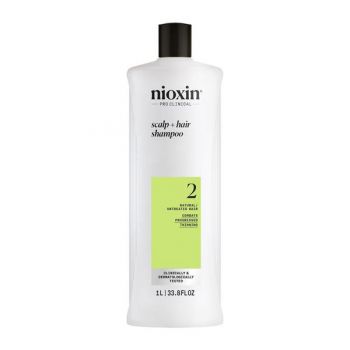 Sampon Profesional Fortifiant Impotriva Ruperii pentru Par Natural Afectat de Subtiere Avansata - Nioxin System 2 Scalp + Hair Shampoo, 1000 ml