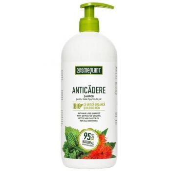 Sampon Anticadere pentru toate tipurile de par cu urzica organica si ulei de ricin Cosmeplant, 1000 ml