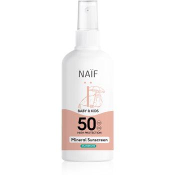 Naif Baby & Kids Mineral Sunscreen SPF 50 0 % Perfume spray protector pentru plajă
