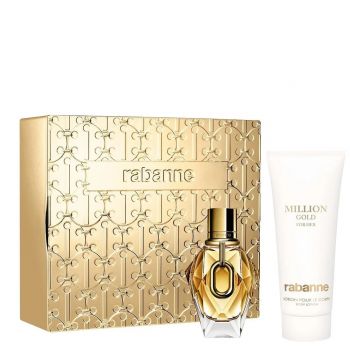 Set cadou Paco Rabanne Million Gold, Femei, Apa de Parfum, 50 ml + Lotiune de corp, 100 ml