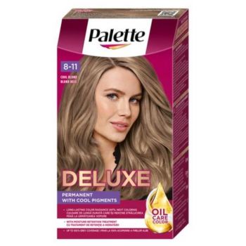 Vopsea de Par Permanenta - Schwarzkopf Palette Deluxe Oil-Care Color Permanent With Cool Pigments, nuanta 8-11 Cool Natural Blonde