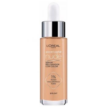 Serum Redensificator Infuzat cu Pigmenti si Acid Hialuronic - L'Oreal Paris Accord Parfait Nude Serum Rellenador Con Color 1% Acido Hialuronico Puro, nuanta 2-3 Light, 30 ml