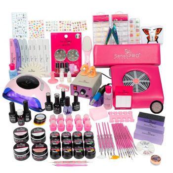 Kit Unghii False Duo cu Gel UV si Oja Semipermanenta SensoPRO Milano 10ml - Promotie #33 + CADOU
