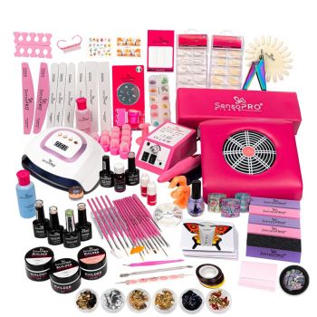 Kit Unghii False Duo cu Gel UV si Oja Semipermanenta SensoPRO Milano 10ml - Promotie #35 + CADOU