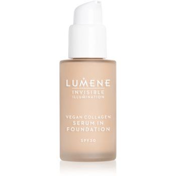 Lumene Invisible Illumination Vegan Collagen Serum in Foundation make-up cu textura usoara cu efect de nutritiv
