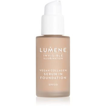 Lumene Invisible Illumination Vegan Collagen Serum in Foundation make-up cu textura usoara cu efect de nutritiv